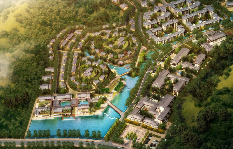 精品酒店區(qū)鳥瞰效果圖_精品酒店_江西明月山月之泉旅游開發(fā).